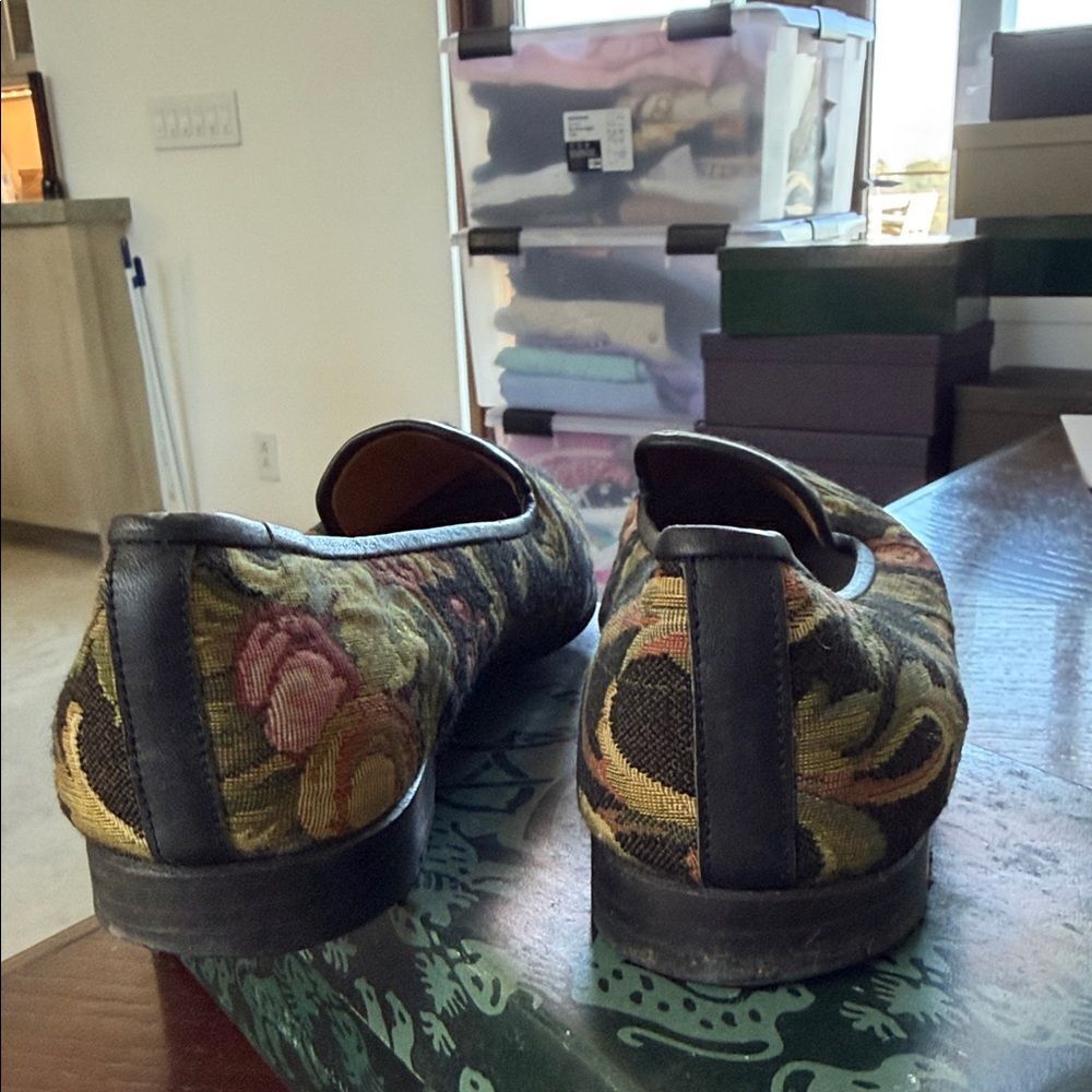 Stubbs & Wootton Black Floral Loafers View 4